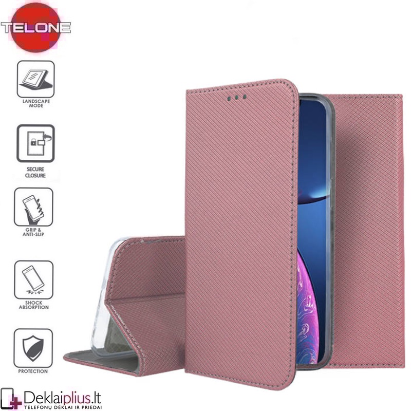 Telone smart magnet atverčiamas dėklas - rausvas (telefonui Apple Iphone 13 Pro) Telone smart magnet atverčiamas dėklas - rausvas (telefonui Apple Iphone 13 Pro)